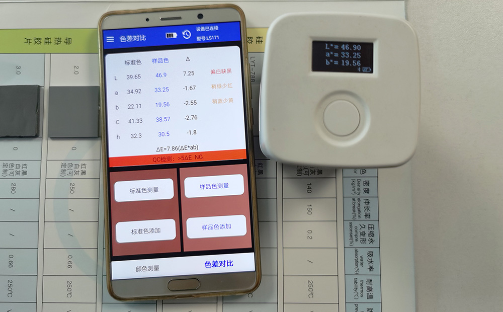 用LS171测量红色发泡硅胶