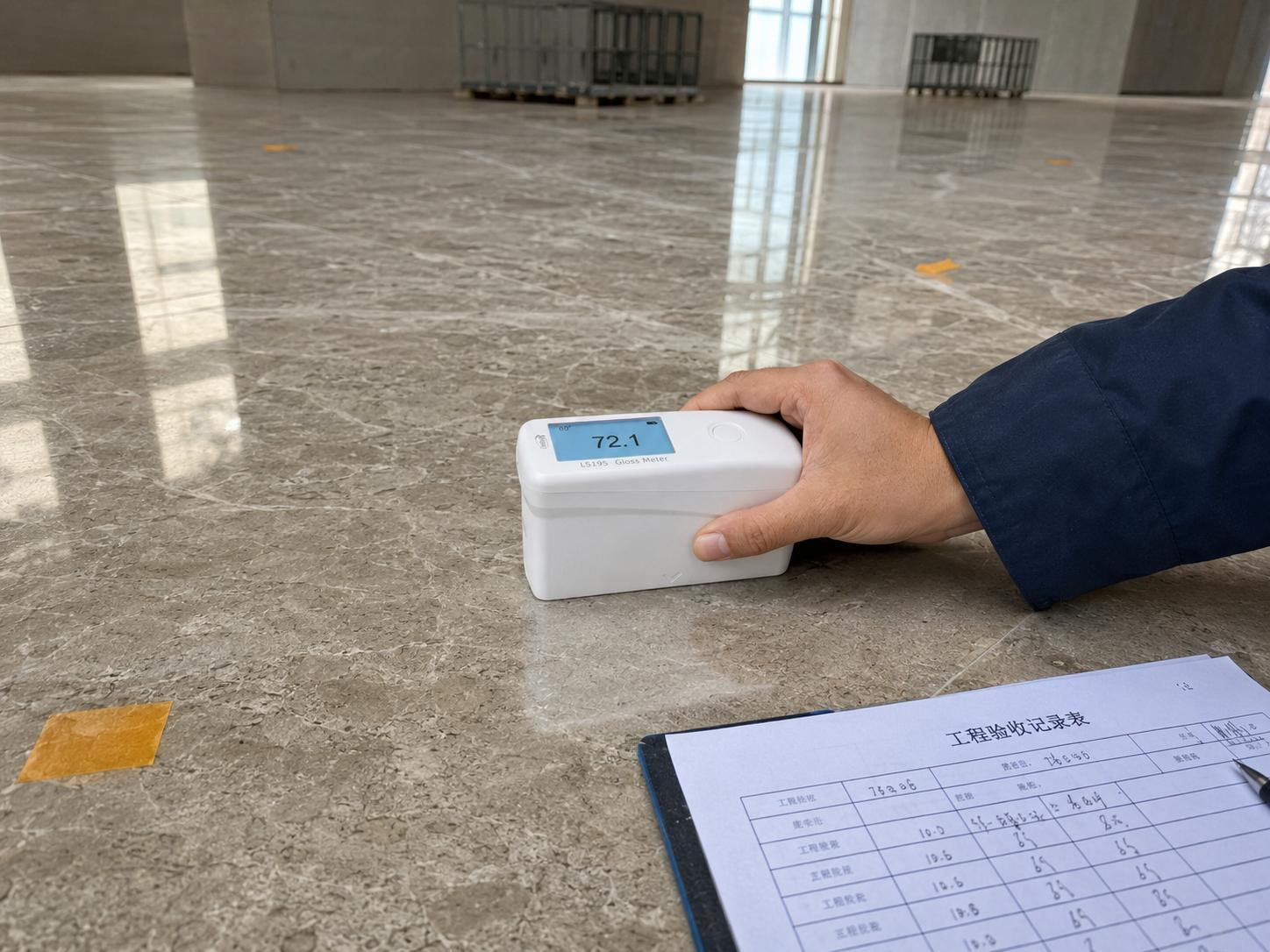 工程验收现场石材光泽复核