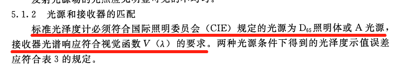 标准光泽度计光源及接收器的匹配