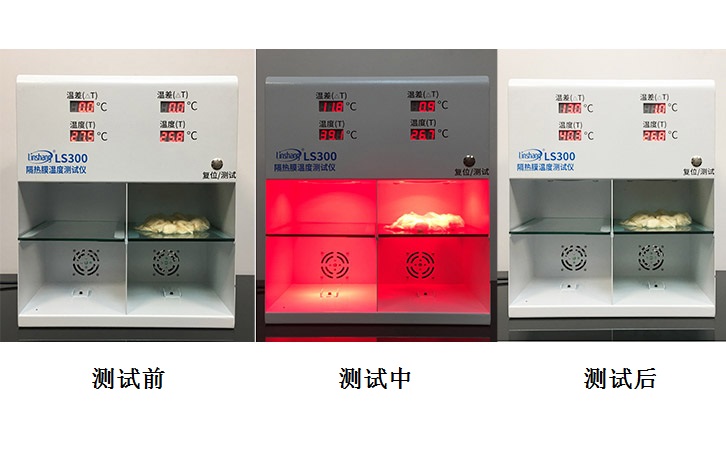 LS300隔热膜温度测试仪测量自发热纤维过程