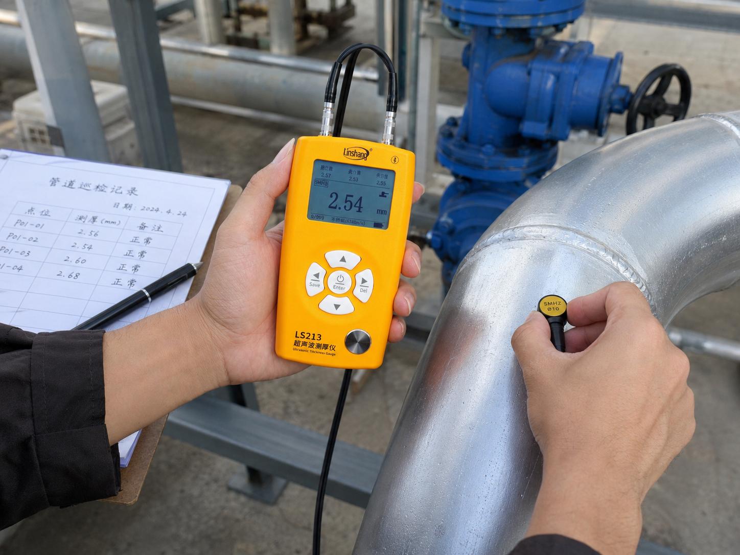 林上 LS213 数显式超声波测厚仪在管道、容器与金属件壁厚检测中的应用方案